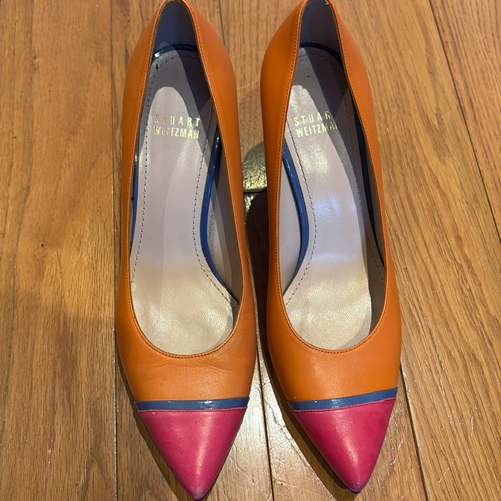 Stuart weitzman leather pointy style heels